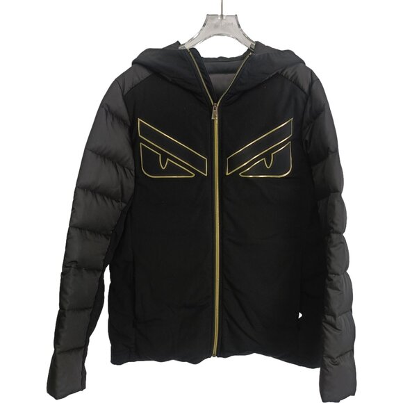 Fendi Black Monster Eyes Hooded Puffer Jacket